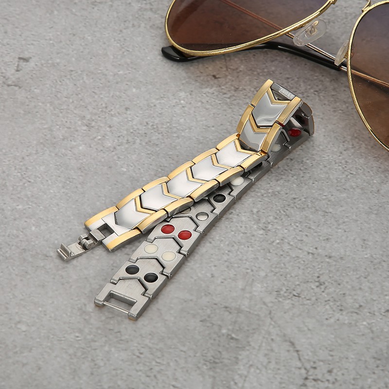 4 In 1 Men Titanium Steel Germanium Magnetic Bracelet Adjustable