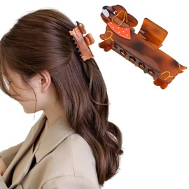 Dachshund Gifts for Women, Hapdoo Acetate Animal Dachshund Dog Hair Clips for Puppy Lovers, Mother's Day Gifts for Her Cute Pet Hair Accessories Stocking Stuffers for Christmas Birthday, Red Scarf