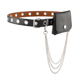 CHIC DIARY Waist Belt with Small Pocket Mini Waist Bag Women's Fashion Bum Bag Belt Bag Belt with Chain, model 1