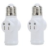 2Pcs 3 Prong Light Socket Adapter Plug White E26 Light