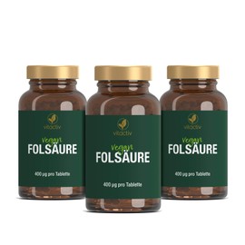 VITACTIV Folsäure 400µg - 270 Folsäure Tabletten (9 Monate) - Bei Kinderwunsch & Schwangerschaft, für Homocystein Stoffwechsel - Vegan, Hochdosiert
