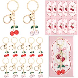 Sureio 10 Sets Cherry Keychain Party Favors gift Cherry Keyring Bulk Charm Accessories Souvenir for Women Girls Guests Baptism