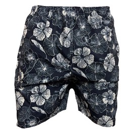 Brooklyn Imports LTD Big Size Floral Board Shorts Swimming Trunks in Plus Size 2XL-6XL Beachwear Navy/Grey