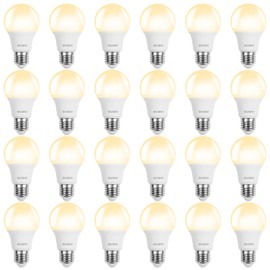 BUBO LED Light Bulbs, 60 Watt Equivalent LED Bulbs A19, 2700K Soft White Light Bulbs, 800 Lumens, E26 Standard Base, Non-Dimmable, 8W Bright White LED Bulbs for Bedroom Home Office, 24 Pack