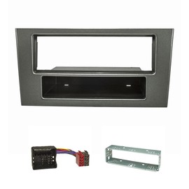 tomzz Audio 2415-030 Radio Fascia Set Compatible with Ford Mondeo B4Y/B5Y/BWY Facelift Year 2003-2007 Dark Grey Metallic with Quadlock Adapter ISO Installation Bay