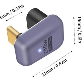 Duttek 240W U Shape USB C Adapter, 180 Degree USB C Adapter 40Gbp, 8K Video Type C Extender for Thunderbort 4/3, Tablet and More Type C Devices 2 Pack