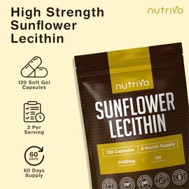 Nutrivo Sunflower Lecithin Capsules 2400mg |120 Softgels | 2 Month Supply