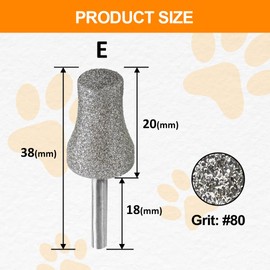 Diamond Rotary Pet Nail Grinder Replacement Heads Dog Nail Grinder Bit-BGTEC 2PCS 1/8" Diamond Replaceable Tip for Pet Claw Grooming(E)