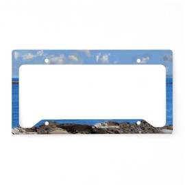 CafePress Lighthouse On Maine Coast License Plate Holder Aluminum License Plate Frame, License Tag Holder