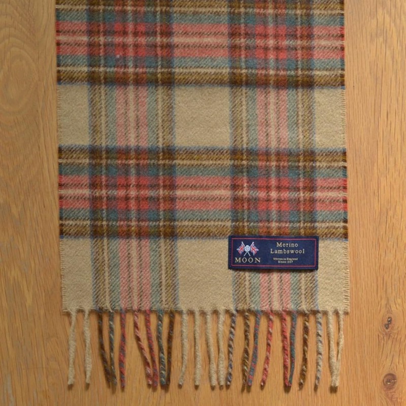 Fujiei MOON Wool Scarf, Stole 190×25 cm Antique Dress Stewart