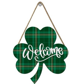 Houseuse Lucky Shamrock Welcome Sign For Front Door St Patrick's Decoration Irish Shamrock Patricks Lucky St Patricks Day Decor Home Party Outdoor Accessories Farmhouse Shamrock Hanging Sign 12inch
