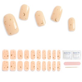 ACROIN Semi Cured Gel Nail Strips Wraps, 20 Extra-Long Stickers, Works with Any Nail Lamps, Salon-Quality, Long Lasting, Easy to Apply & Remove, Includes Cleaning Pad, Nail File, Wooden Stick - Night