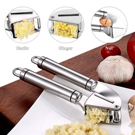 Garlic Press Rocker, Stainless Steel Garlic Crusher Mincer with Bottle Opener(Color Random)