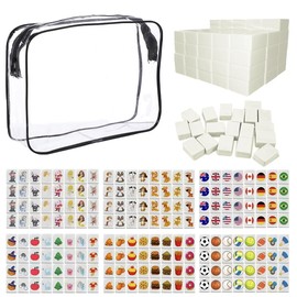 JOAASU Seaside Escape Game Blocks Mahjong Set, 65 Blocks 30mm Mahjong Tile Game, Mini Flag and Balls Pattern Mahjong Game, Beachside Board Games, Family Celebrations Party Gift for Kids and Adults