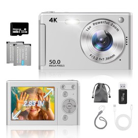 Digital Camera (4K Video Recording, 50 Million Pixels) Digital Camera, 32 GB Micro SD Card Included, AF Autofocus, Compact Camera, 3.0 Inch Large Screen, 16x Zoom, Flash, Image Stabilization Function,