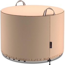 QH.HOME [2025 Upgraded 900D Fabric] Fire Pit Cover Round for Solo Stove Bonfire 2.0, Strong Tear Resistant,Waterproof Firepit Accessories for Gas/Table/Bowl Fire pits - 21" D X 15" H - Wheat