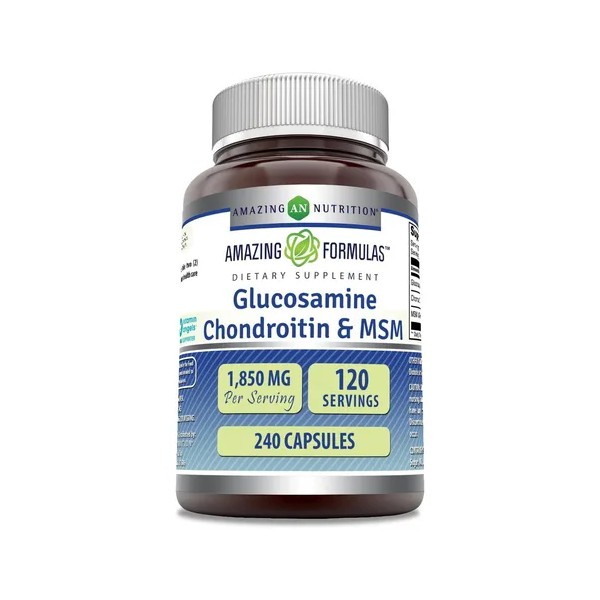 Amazing Nutrition Glucosamine Chondroitin Msm 240 Cápsulas Sabor Sin Sabor
