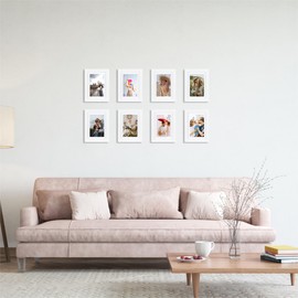 White Wooden 7x5 Photo Frames Set of 3, Picture Photo Frame 6x4 with Mount or 7x5 Without Mount,Freestanding and Wall Mountable