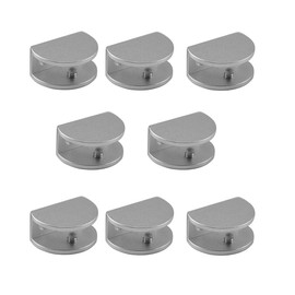 Lician Glass Shelf Clamp Holder Bracket for Kitchen, Bookshelf & Cupboard, Table, No Drill on Glass Floating Shelf Holder Clips, Fit for 0.2 to 0.3 Inch Thickness, 8Pcs Round