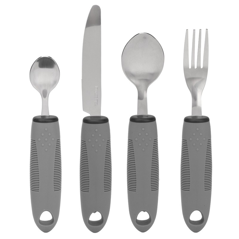 4Pcs Adaptive Utensils Weighted Non Slip Rubber Handle for Hand