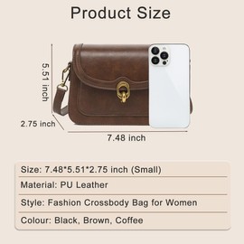 LOXOMU Cross body Bag for Women, Soft PU Leather Handbags Waterproof Anti-theft Phone Bag Small Shoulder Bags with Adjustable Strap for Travel Shopping Daily Use (Brown)