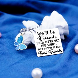 ichrati Friend Gifts for Women Best True Friendship Gift for Womens Birthday Butterfly Keychain Present for BFF Besties Sisters Female