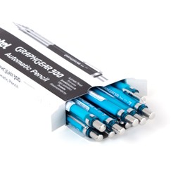 Pentel Graphgear 300 Mechanical Drafting Pencil, 0.7mm Fine Point, Metal Tip and Grip, For Students, Architects, Engineers, Artists, Sky Blue Accents, PG317-TS, Box of 12