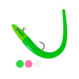 BLUEWING Big Game Swimming Jig with Lead Jighead, High Carbon Steel Swing Hook and Replacement Tail Saltwater Fishing Lures 4oz-6in Green