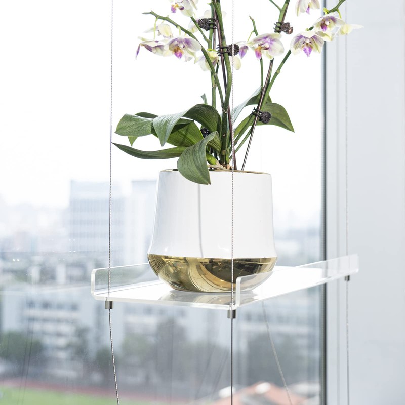 Sumerflos 3-Tier Acrylic Window Boxes Plant Shelves for Windows, Acrylic