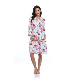 Super Shopping-zone Women's Floral Maternity Robe/Labor and Delivery Robe for Hospital Robe/Nursing Pregnancy Robe Sleepwear