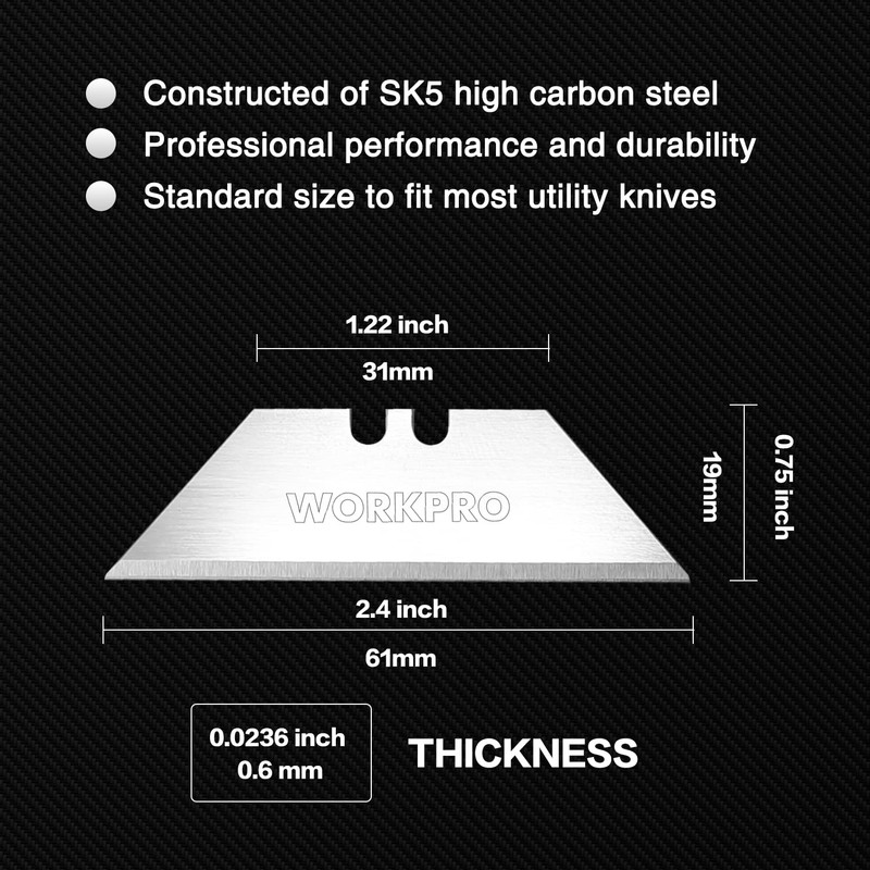 WORKPRO Utility Knife Blades, 100-Pack Utility Blades Replacement with Dispenser,