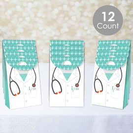 Big Dot of Happiness Medical School Grad - Doctor Graduation Gift Favor Bags - Party Goodie Boxes - Set of 12
