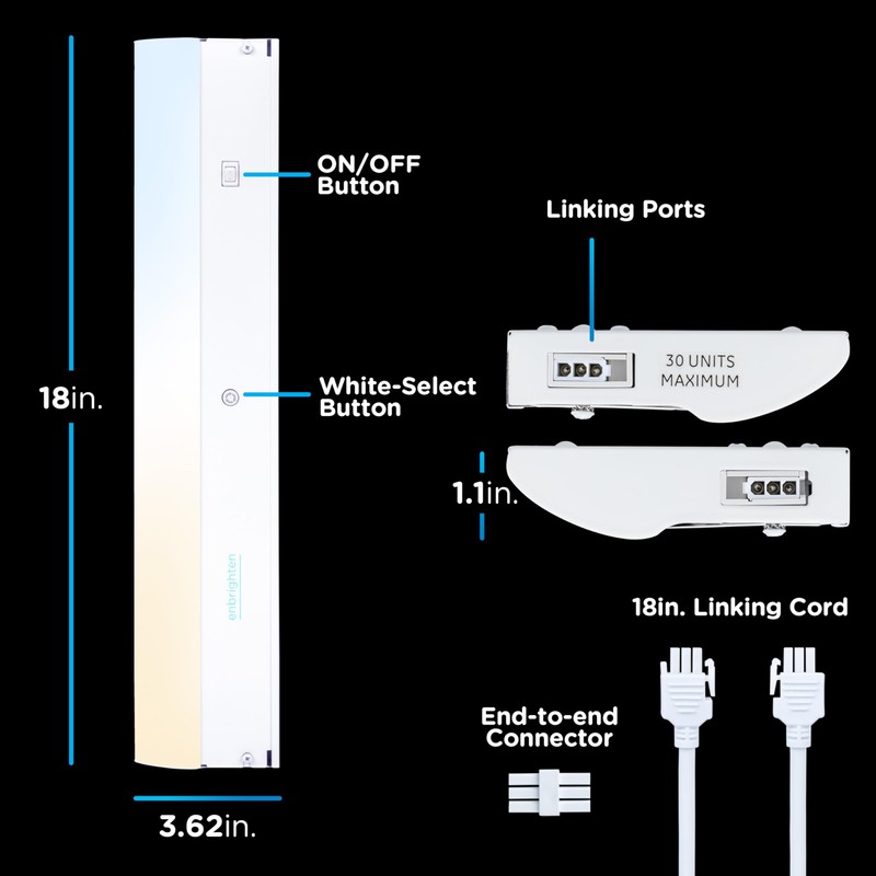 Enbrighten 18 inch Hardwired Under Cabinet Lights, 1275 Lumens, Five