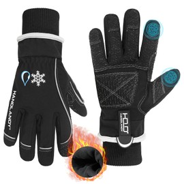 HANDLANDY HANDLANDY Waterproof Insulated Work Gloves, 3M Thinsulate Thermal Winter Gloves for Men Women Touch Screen, Warm Ski Snowboard Cold Weather Gloves (Black, X-Large)