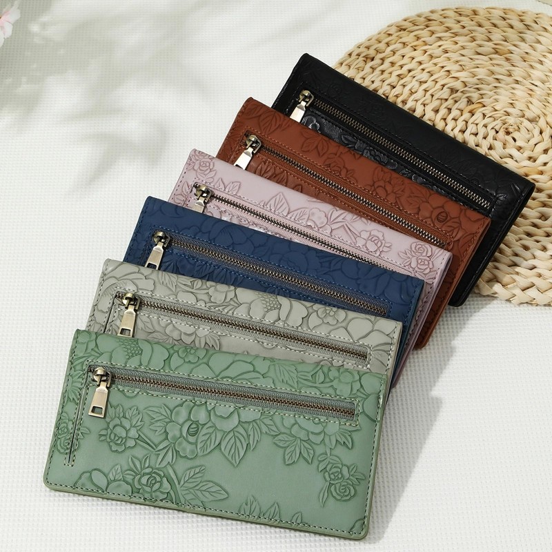 Bakurok Wallet Women Slim Thin RFID Blocking Bifold Floral Minimalist