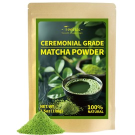 TeeLux Matcha Green Tea Powder Ceremonial Grade 100 g, Vegan, Premium Vibrant Matcha Green Tea Powder, 100% Pure Stone Ground Tea Leaves, First Harvest