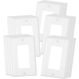 Thunderway Decorative Light Switch Outlet Cover Plate- White 1-Gang Wall Plate For Electrical Receptacle Outlets，Corrosion Resistant, Standard Size 4.48" X 2.71", UL Listed, 25 Pack