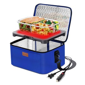 Aotto Portable Oven, Electric Lunch Box Food Heater - 12V/24V/110V 3-in-1 Car Food Warmer - Heated Lunch Box for Adults - Cook, Reheat & Keep Meals Warm for Car, Truck, Travel, Work, Home - Blue