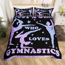 Homemissing Ginnastica Copripiumini Ginnastica Entusiasta Set Copripiumino 135x200cm Ginnastica Atleta Sport Decorazione Copripiumone Morbido Viola Sparkling Camera da letto