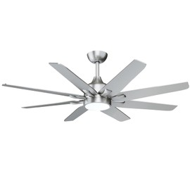 wurzee 62 Inch Ceiling Fan with Light, Brushed Nickel 3CCT Reversible DC Motor, Dimmable Timing 6 Speed, Large Ceiling Fan for Factory Warehouse