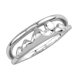 Silvershake White Gold Plated 925 Sterling Silver Minimalist Mountain/Nature/Camper/Climber Casual Ring Jewelry for Women Size 5, 5, Sterling Silver Rhodium (White Gold Plated), No Gemstone