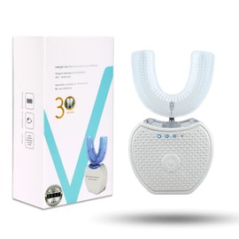 FREEZE2TRIM Sani White Ultrasonic Toothbrush, Ortho Sparkle Sonic Glow Brush, 360 Brite Toothbrush Adult U Shaped Ultrasonic Tooth Cleaner Teeth Whitening Light Electric Automatic Hands Free