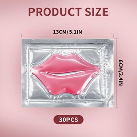 Kzvsiy 30 Pcs Moisturizing Lip Mask, Crystal Lip Care Pads for Hydration, Reducing Chapped Lips, Smoothing Fine Lines, Plumping & Firming, Moisturising, Pink Lips Treatment Patches