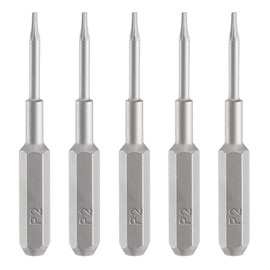 HARFINGTON 5pcs P2 Pentagon Screwdriver Bit 5/32" Hex Shank 35mm/1.38" Length Magnetic 5 Point Head Hex Bits S2 Steel Screw Driver Bit