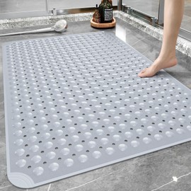 Yolife Extra Large Shower Mat, 34.3" L x 23.3" W TPE Anti Slip Stand Up Shower Mat with Drain Holes and Suction Cups, Large Size Mat More Suitable for Shower Stall, No Odor, Heavy Mat