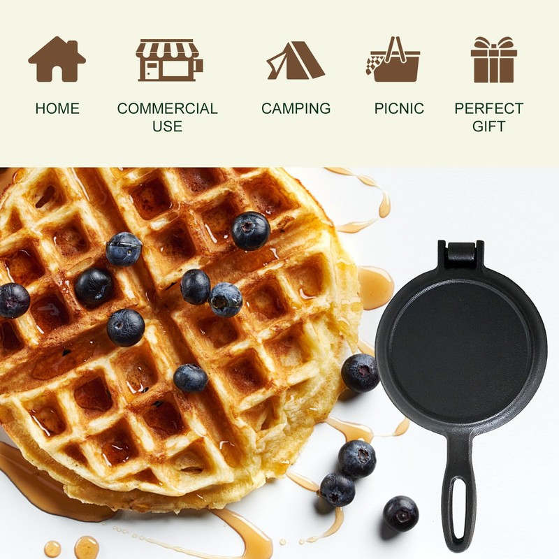 7 Inch Round Cast Iron Waffle Iron Plant oil care