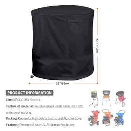 Aaaspark Waterproof Heavy-Duty Wood Chipper Shredder Mulcher Cover for Wood Chipper Shredder Mulcher and Leaf Mulcher(33"x45"),Black