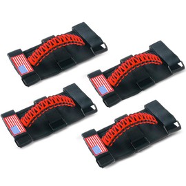 Savadicar 4 Pack Grab Handles Roll Bar Grip Handle Compatible with 1955-2023 Jeep Wrangler CJ YJ TJ JK JL 4XE & Gladiator JT, Top Handle Assist Support, Interior Accessories, American Flag, Red