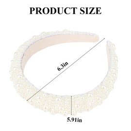 Norbiariz 1 Pack White Pearl Headband Hair Accessories for Women Non Slip Headband Girls Fashion Cute Head Bands for Women's Hair Tiaras Headdresses