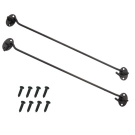 Proshopping 2PCS 14 Inch Stainless Steel Barn Door Hook and Eye Latch Black, Long Privacy Cabin Door Swivel Window Hook, Heavy Duty Gate Latch Holder Easy Lock- for Sliding Door, Garage, Shed, Window